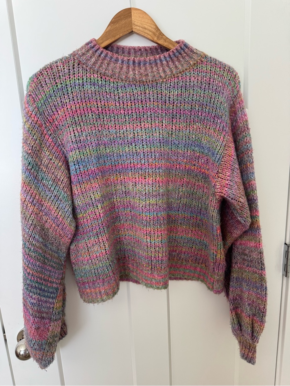 ASOS Multicolor Striped Cowl Neck Sweater - Pink, Purple, Blue